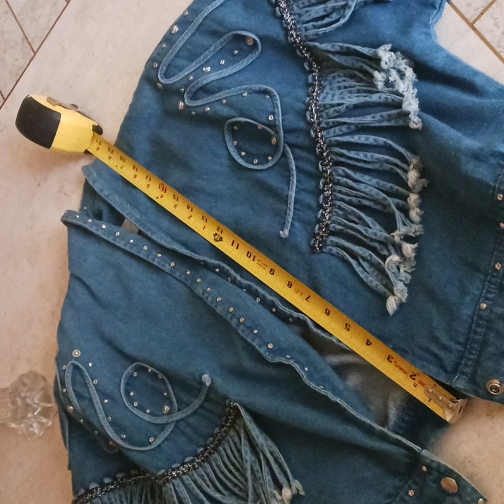 Vintage Women's Denim Jacket With metal Studs& Ropes detail-New,"Cache" - Picture 9 of 16